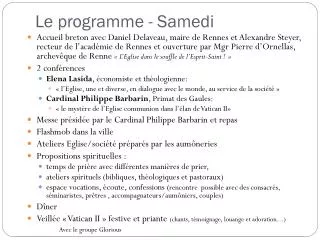 le programme samedi
