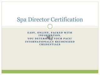 Spa Director Certification