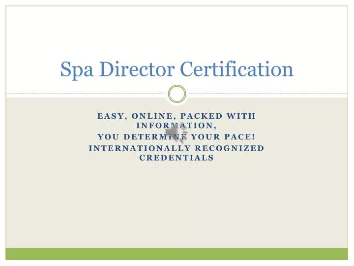 spa director certification