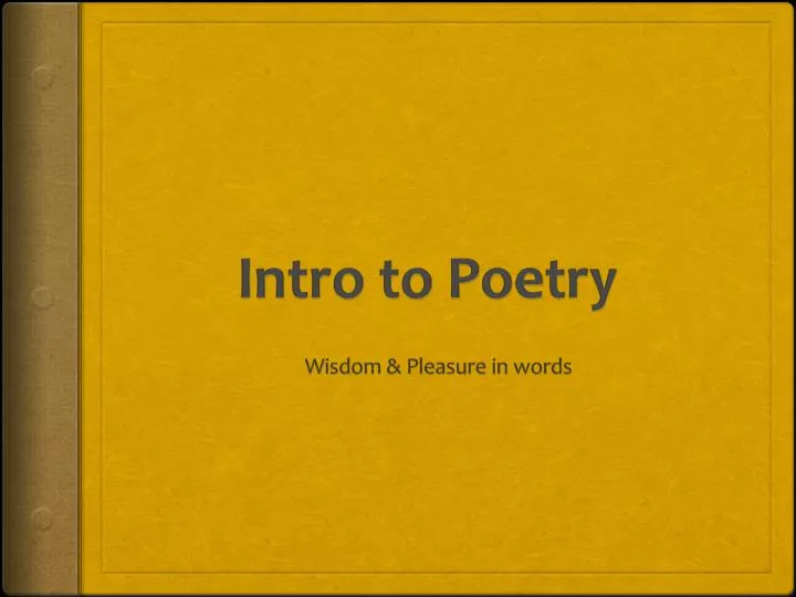 intro to poetry