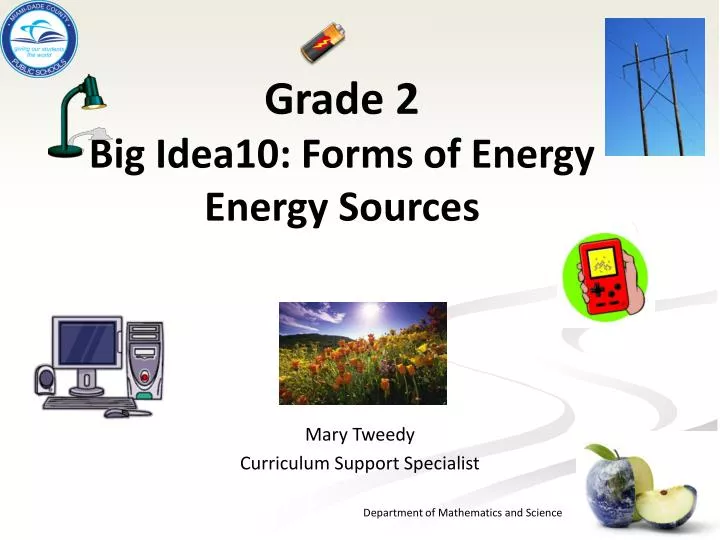 grade 2 b ig idea10 forms of energy energy sources