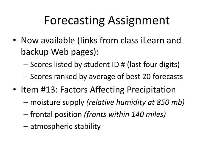 forecasting assignment