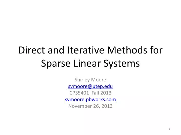 direct and iterative methods for sparse linear systems