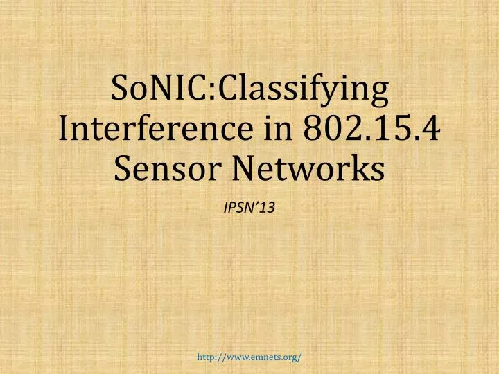 sonic classifying interference in 802 15 4 sensor networks