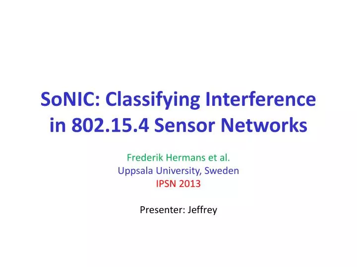 sonic classifying interference in 802 15 4 sensor networks