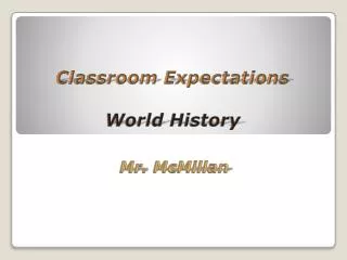 Classroom Expectations World History