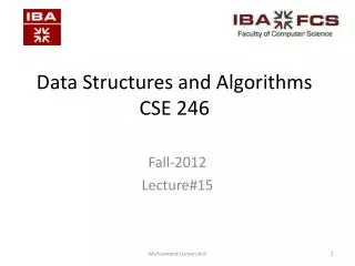 Data Structures and Algorithms CSE 246