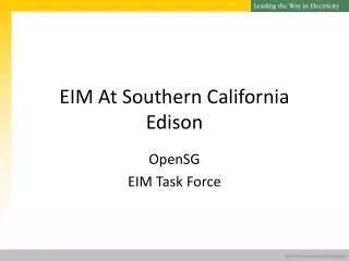 EIM At Southern California Edison