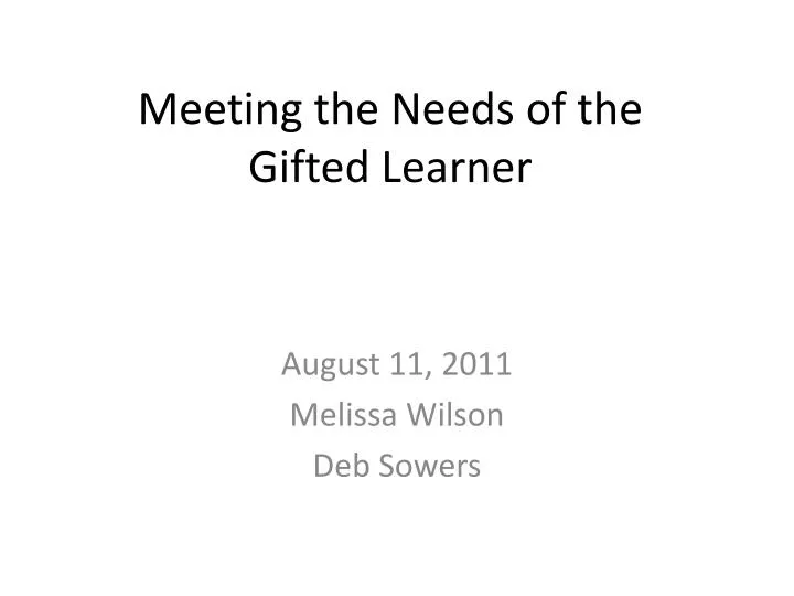 meeting the needs of the gifted learner