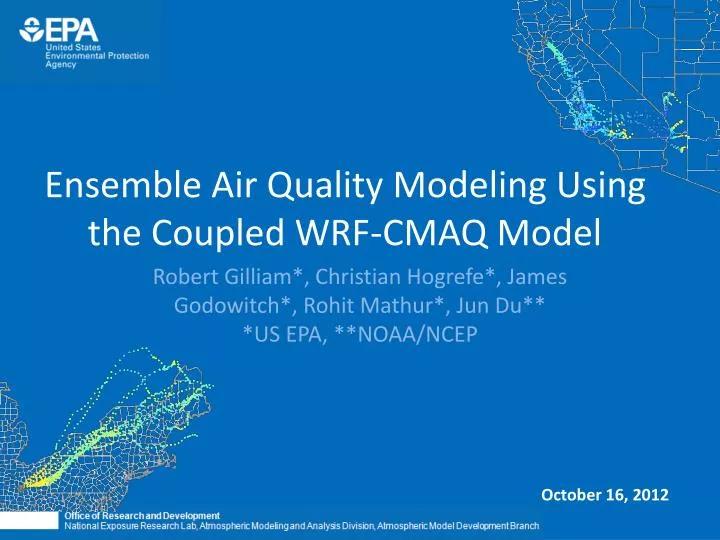 ensemble air quality modeling using the coupled wrf cmaq model
