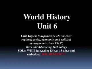 World History Unit 6