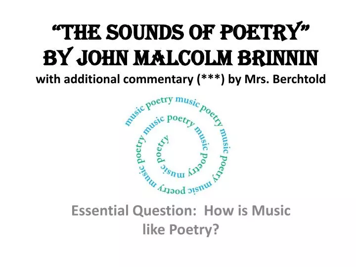 the sounds of poetry by john malcolm brinnin with additional commentary by mrs berchtold