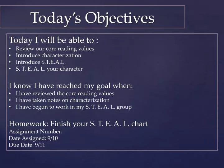 today s objectives