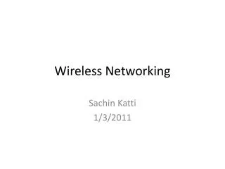 Wireless Networking