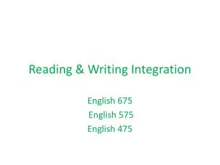 Reading &amp; Writing Integration