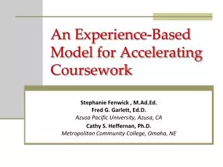 An Experience-Based Model for Accelerating Coursework