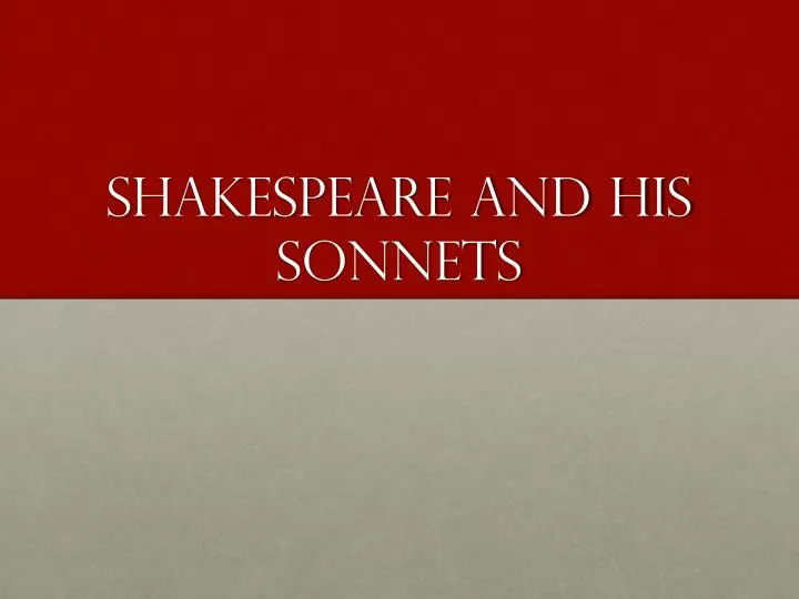 shakespeare and his sonnets