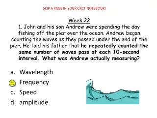 Wavelength Frequency Speed amplitude