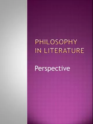 Philosophy in Literature