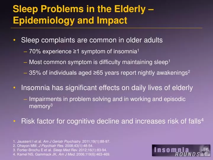 sleep problems in the elderly epidemiology and impact