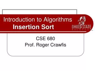 Introduction to Algorithms Insertion Sort