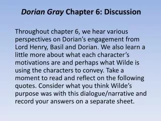 Dorian Gray Chapter 6: Discussion