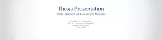 Thesis Presentation Prince Frederick Hall, University of Maryland