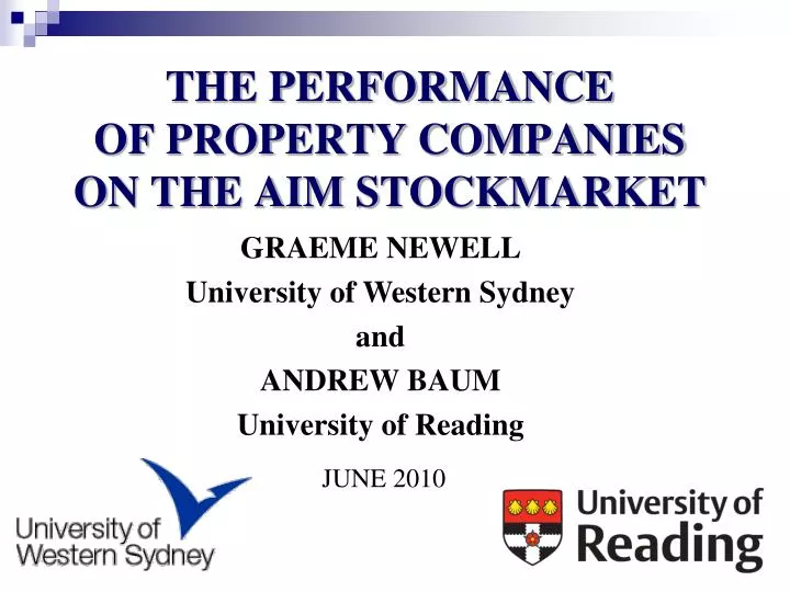 the performance of property companies on the aim stockmarket