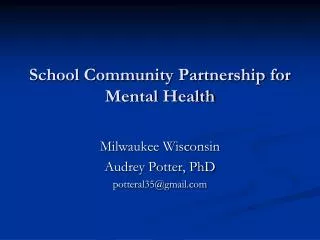 School Community Partnership for Mental Health