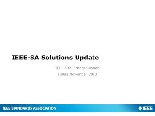 IEEE-SA Solutions Update