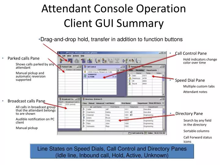 attendant console operation client gui summary