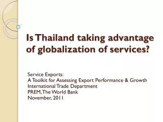 Is Thailand taking advantage of globalization of services?