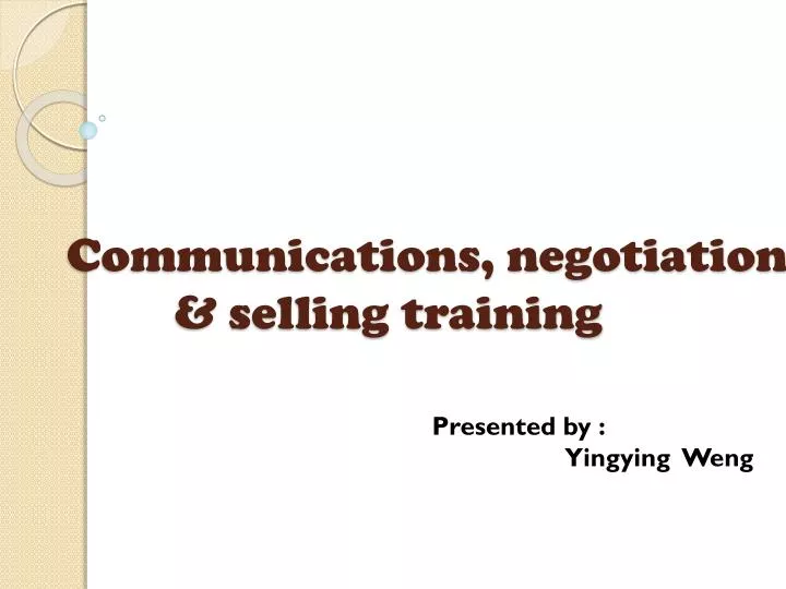 communications negotiation selling training