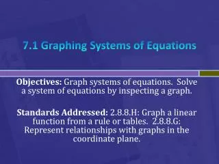 7.1 Graphing Systems of Equations