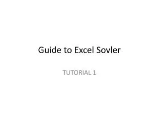 Guide to Excel Sovler
