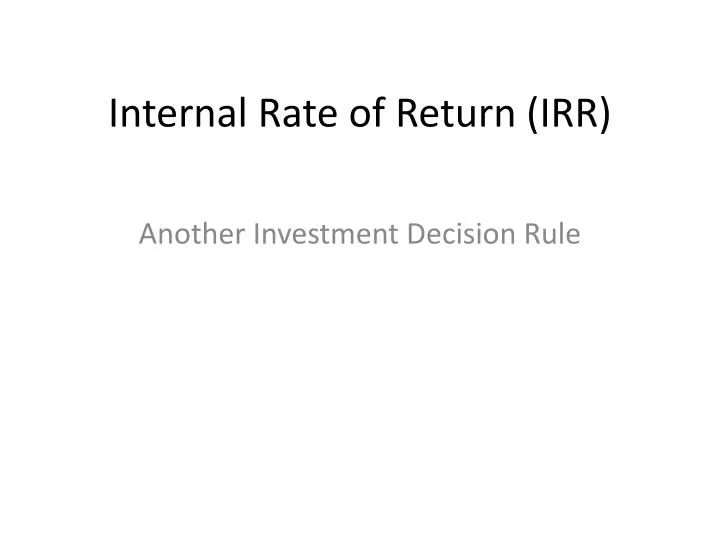 internal rate of return irr