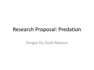 Research Proposal: Predation