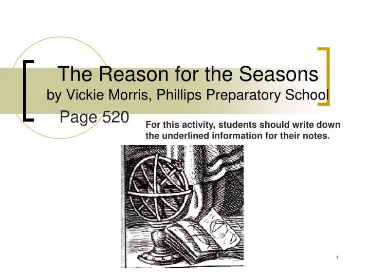 the reason for the seasons by vickie morris phillips preparatory school