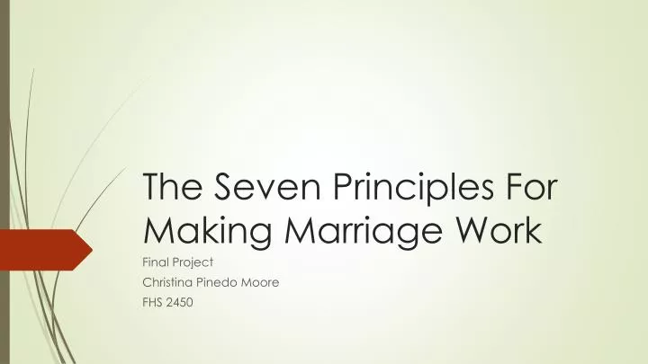 the seven principles for making marriage work