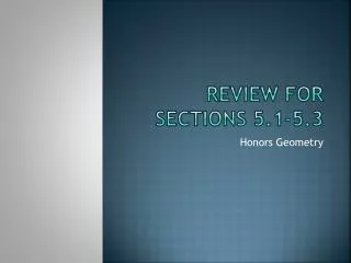 Review for sections 5.1-5.3