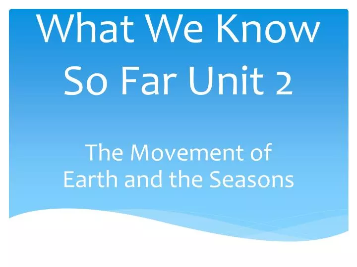what we know so far unit 2
