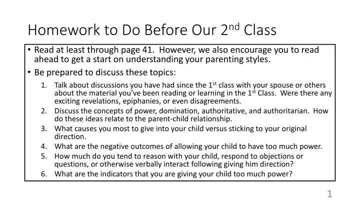 homework to do before our 2 nd c lass