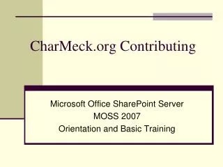 CharMeck Contributing