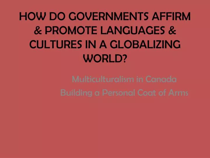 how do governments affirm promote languages cultures in a globalizing world