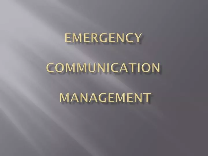 emergency communication management