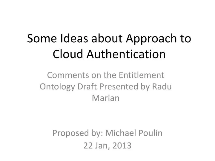 some ideas about approach to cloud authentication