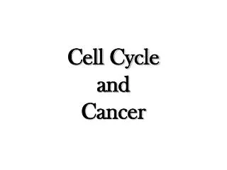 Cell Cycle and Cancer