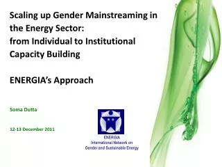 Scaling up Gender Mainstreaming in the Energy Sector: