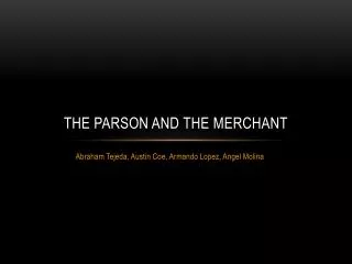 The Parson and the Merchant