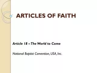 ARTICLES OF FAITH